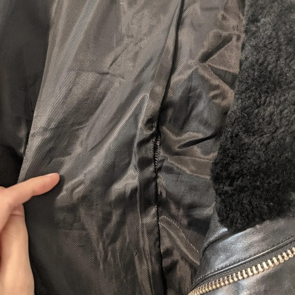 Badgley Mischka Shearling Leather Jacket in Black size XS - Picture 7 of 8